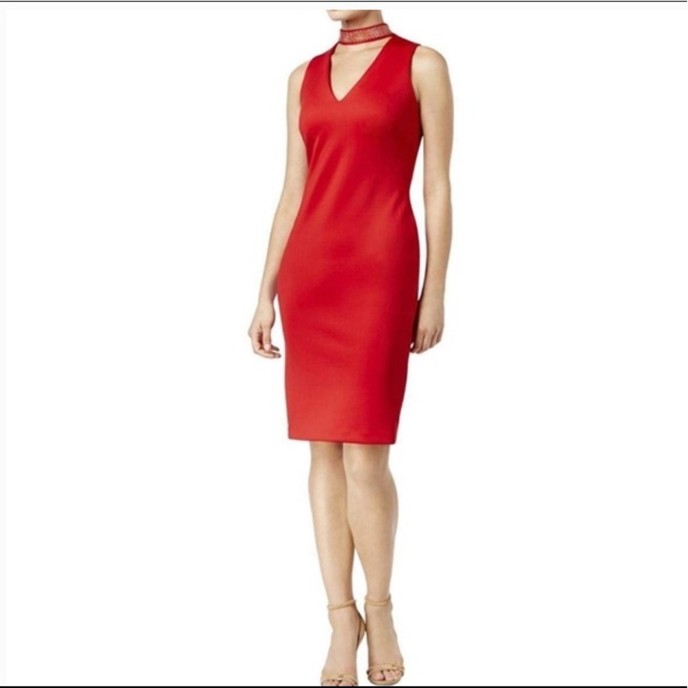 Women’s Red Form Fitting Scuba Dress